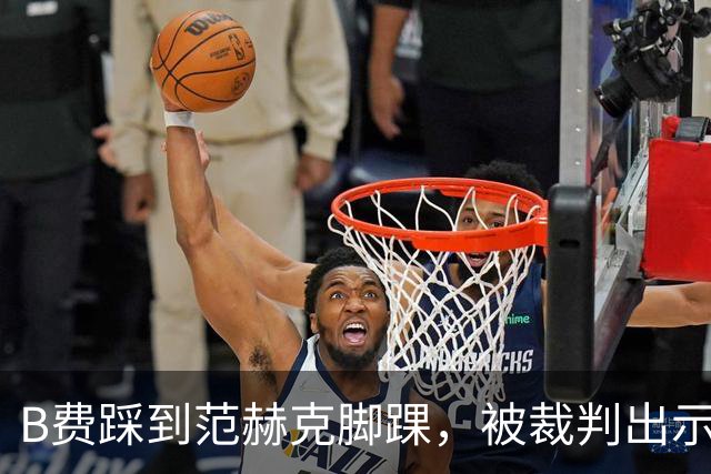 B费踩到范赫克脚踝，被裁判出示黄牌